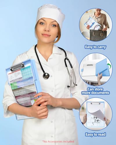 Clipboard with Storage, Nurse Dry Erase Clip Board, 8.5x11, Aqua Blue - color: Aqua Blue