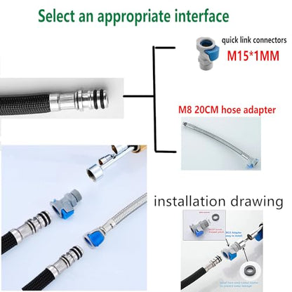 Pull Down Kitchen Faucet Hose Replacement M15*1MM X G1/2,(360 Rotatable) With Quick Connect, 59-Inch for Pluggable Nylon Hose,Compatiblity for WOWOW,OWOFAN,FORIOUS,APPASO,WEWE facuet parts