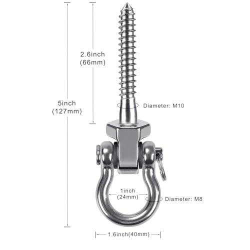Heavy Duty Swing Hangers with Bearings - Set of 2 Stainless Steel 304 Screw Brackets for Hanging Chairs, Swings, Hammocks, Punching Bag - Indoor & Outdoor Use - 1500LB Capacity - color: 2 pack - 2.6"