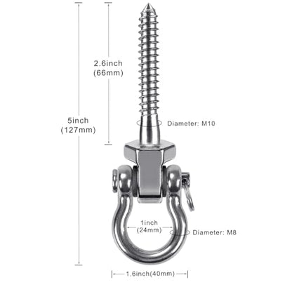 Heavy Duty Swing Hangers with Bearings - Set of 2 Stainless Steel 304 Screw Brackets for Hanging Chairs, Swings, Hammocks, Punching Bag - Indoor & Outdoor Use - 1500LB Capacity - color: 2 pack - 2.6"