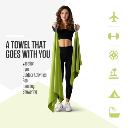 VENTURE 4TH Quick Dry Microfiber Towel for Camping & Gym - Lime XL - color: Lime, size: 72.00" x 31.50"