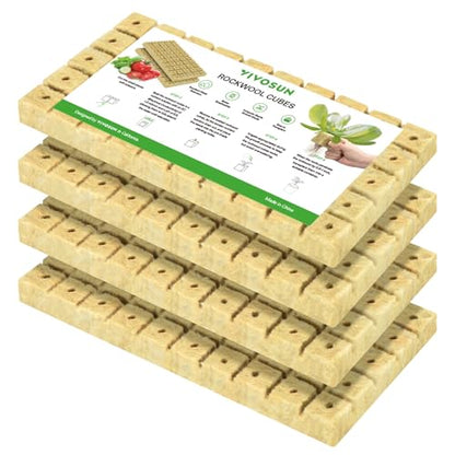 VIVOSUN 1" Rockwool Cubes, 200 Plugs Stonewool Starter Grow Cubes for Cuttings, Cloning, Plant Propagation, Seed Starting, Hydroponic Grow Media for Vigorous Plant Growth - size: 1"-200 Plugs