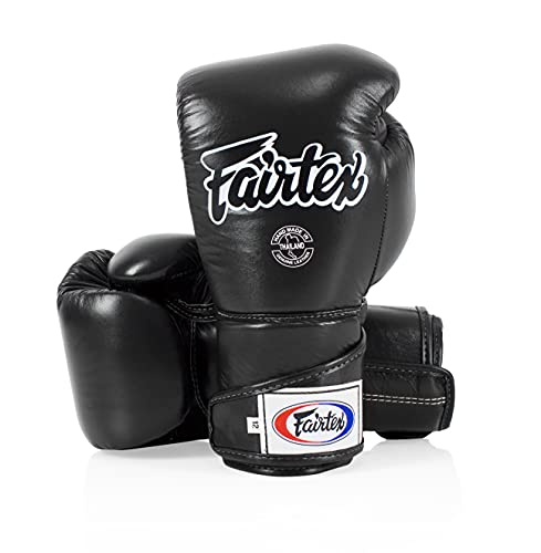 Fairtex BGV6 Angular Boxing Gloves, Locked Thumb Muay Thai MMA Kickboxing - color: Black, size: 12oz