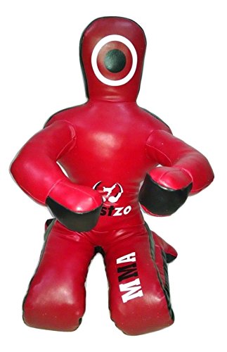 Bestzo MMA Jiu Jitsu Judo Grappling Dummy Synthetic Leather Red Sitting Position -Unfilled - size: 70 inches (6 ft)