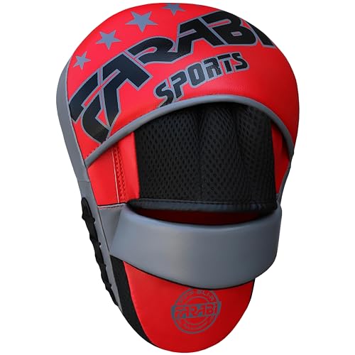 Farabi Curved Focus Mitts - Boxing Mitts for MMA, Sparring Training, Target Punching Mitts and Pads - color: Black-Red