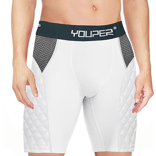 Youper Youth Elite Padded Baseball Sliding Shorts w/Soft Athletic Cup - color: White, size: Small