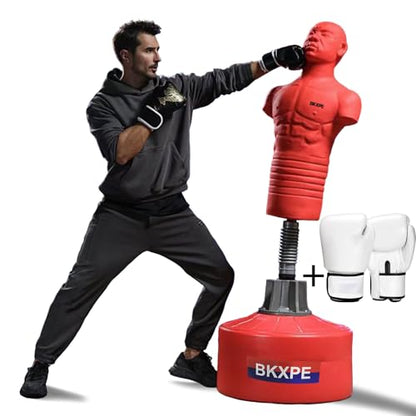 Punching Dummy Freestanding Silicone Punching Bag with Telescopic Height - color: Red