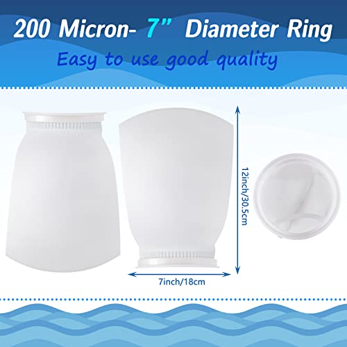 8 Pcs 7 Inch Ring Filter Socks Aquarium Filter Bags Micro Fish Tank Aquarium Socks for Fish Tank Freshwater Saltwater Aquariums, 7 Inch Ring Diameter by 12 in Long