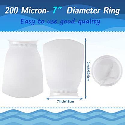 8 Pcs 7 Inch Ring Filter Socks Aquarium Filter Bags Micro Fish Tank Aquarium Socks for Fish Tank Freshwater Saltwater Aquariums, 7 Inch Ring Diameter by 12 in Long