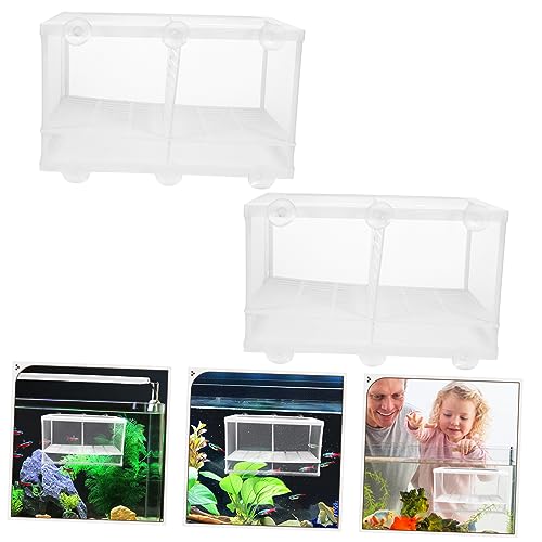 balacoo Aquarium Accessories 2Pcs Fish Breeding Box Fish Box Aquarium Hatchery Incubator Divider Box with Suction Cups for Shrimp Clownfish Guppy White