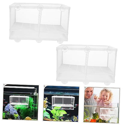 balacoo Aquarium Accessories 2Pcs Fish Breeding Box Fish Box Aquarium Hatchery Incubator Divider Box with Suction Cups for Shrimp Clownfish Guppy White