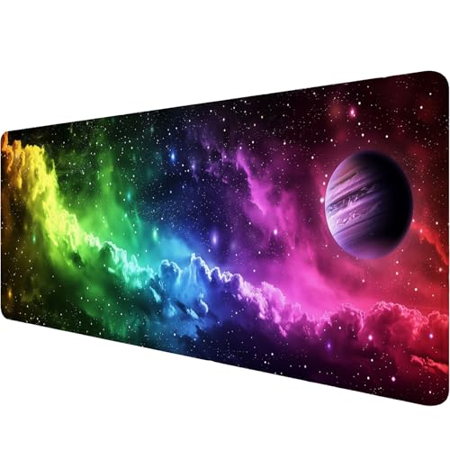 Colorful Galaxy Gaming Mouse Pad Desk Pad Outer Space Nebula XL Mouse Pad Large Mousepad Extended Laptop Keyboard Mat Gaming Desk Pad Mouse Mat Office Computer Keyboard Laptop Home 31.5"x11.8" - color: Colorful Galaxy_017, size: 11.8" x 31.5"