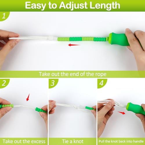 Jump Rope for Kids, Adjustable Jump Ropes for 4 5 6 7 8 10 12, Tangle Free | Jumping Rope Age 8-12, Segmented Soft Beaded Skipping Rope for Women Fitness - color: Green and Pink