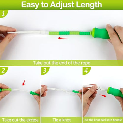 Jump Rope for Kids, Adjustable Jump Ropes for 4 5 6 7 8 10 12, Tangle Free | Jumping Rope Age 8-12, Segmented Soft Beaded Skipping Rope for Women Fitness - color: Green and Pink