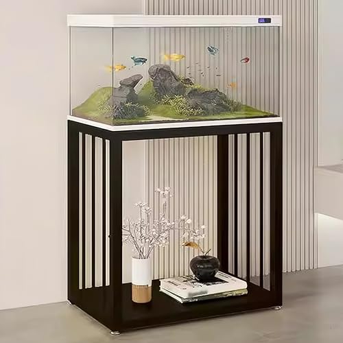 Aquarium Stand, Heavy-Duty Fish Tank Base, Non-Slip Feet, Carbon Steel Construction, No Assembly Required, Perfect for Living Rooms, Balconies, and Home Offices(Black,LxW40x40cm/15.7x15.7in) - color: Black, size: LxW40x40cm/15.7x15.7in