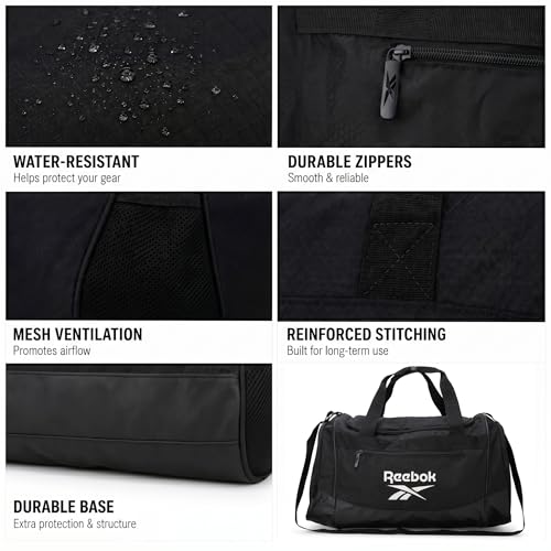 Reebok Lightweight Unisex Carry On Gym Duffle Bag for Men & Women, Sports - color: Cade - Black/White