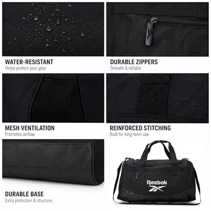Reebok Lightweight Unisex Carry On Gym Duffle Bag for Men & Women, Sports - color: Cade - Black/White