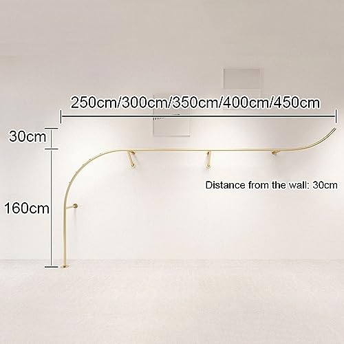 Heavy Duty Metal Wall Mounted Garment Rail - Creative Arc Shape Design Display Stand for Boutiques, Retail Stores, and Commercial Use - size: 400cm