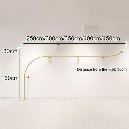 Heavy Duty Metal Wall Mounted Garment Rail - Creative Arc Shape Design Display Stand for Boutiques, Retail Stores, and Commercial Use - size: 400cm