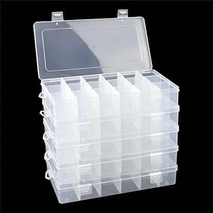 5 Pack 18 Compartment Organizer Box with Parkical Adjustable Dividers, 18 Grids Plastic Storage Container for Jewelry, Craft DIY, Bead Organizer, Sewing, Dip Powder, Hair Accessories - size: 5 Pack 18 Compartment Organizer Box