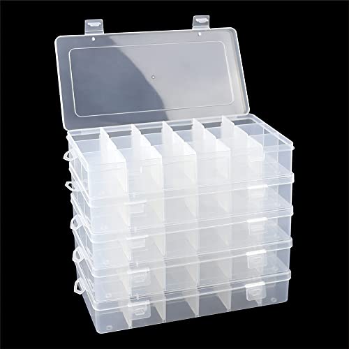 5 Pack 18 Compartment Organizer Box with Parkical Adjustable Dividers, 18 Grids Plastic Storage Container for Jewelry, Craft DIY, Bead Organizer, Sewing, Dip Powder, Hair Accessories - size: 5 Pack 18 Compartment Organizer Box