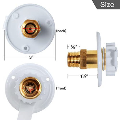 RV Water Inlet Replacement,RV City Water Inlet with Check Valve,City Water Fill Inlet Flange Brass Fresh City Water Inlet Connection for RV Camper Trailer Marine Motorhome,White - color: White