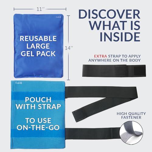 ComfiLife Ice Packs for Injuries – Reusable Hot and Cold Pack with Wrap – Soft Gel Ice Packs for Back, Shoulder, Hip, Knee, Elbow, Joint Pain Relief – Heat & Cold Therapy (Large (Pack of 1)) - size: Large (Pack of 1)