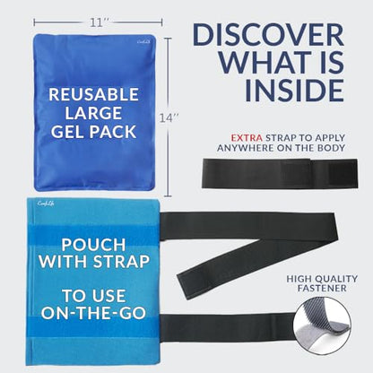 ComfiLife Ice Packs for Injuries – Reusable Hot and Cold Pack with Wrap – Soft Gel Ice Packs for Back, Shoulder, Hip, Knee, Elbow, Joint Pain Relief – Heat & Cold Therapy (Large (Pack of 1)) - size: Large (Pack of 1)