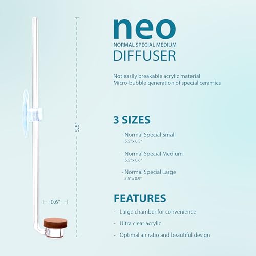 Aquario Neo CO2 Aquarium Diffuser - CO2 Diffuser Aquarium Kit, CO2 Diffuser for Aquarium Plants, CO2 System for Aquarium -Normal Special Diffuser, Medium