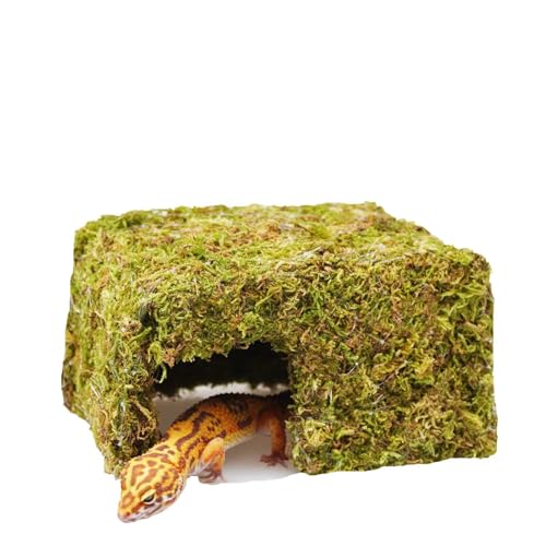 Leopard Gecko Tank Accessories, Reptile Moss Hide Cave, Adjustable Humid Tank Terrarium Decor Accessories for Corn Snakes and Small Lizards