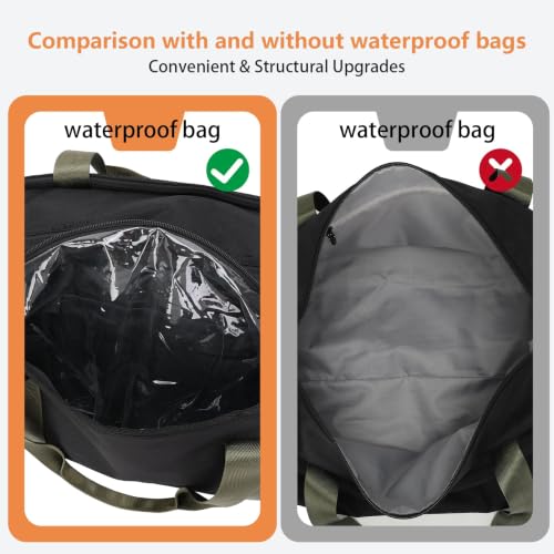 BESMART Gym Bags for Men with Side Pocket，38L Large Sports Gym Duffle Bag - color: Black-olive Green