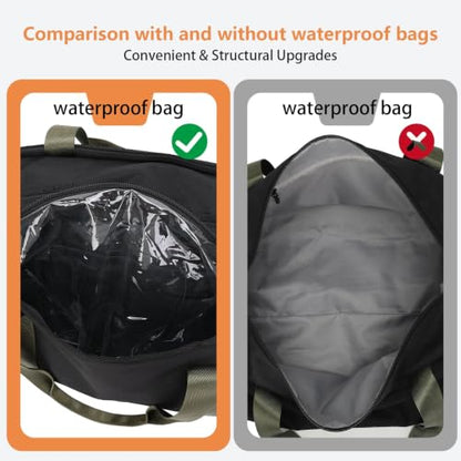 BESMART Gym Bags for Men with Side Pocket，38L Large Sports Gym Duffle Bag - color: Black-olive Green