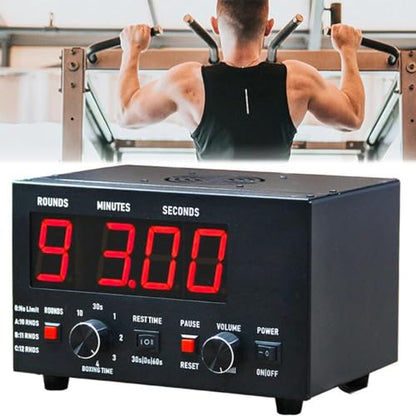 Portable Gym Timer, Boxing Interval Timer with Time Progress Bar, Adjustable Time, Frequency and Sound, Fitness Timer Clock for Muay Thai/MMA/Kickboxing,Red - color: Red