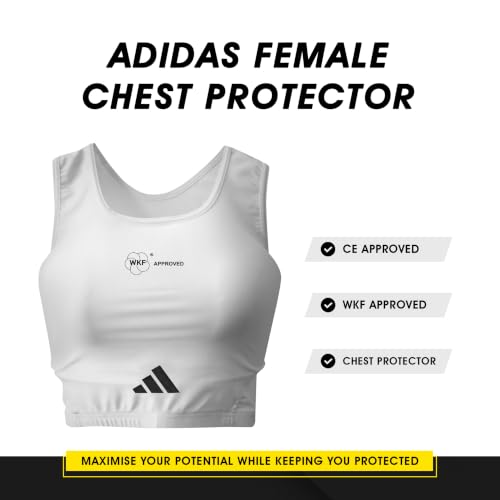 adidas Women Lady Female Karate Chest Guard, Body Protector - WKF Approved - White - size: X-Small