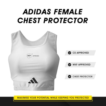 adidas Women Lady Female Karate Chest Guard, Body Protector - WKF Approved - White - size: X-Large
