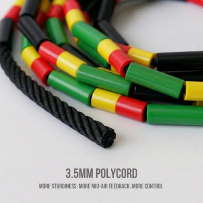 Elevate Rope Beaded Jump Rope, 1 in Beads, 10 ft Adjustable, Segmented - color: Rasta