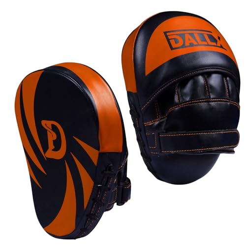 DALLX Sports Punch Mitts Target Focus Pads Hook and Jab Curved for MMA Training Martial Arts Karate Kickboxing Muay Thai with Adjustable Straps Ventilated - color: Orange