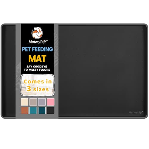 MateeyLife Silicone Cat & Dog Food Mat for Floors Waterproof, Anti-Slip Dog Bowl Mats for Food and Water, Pet Feeding Mats with Lip to Prevent Spills, Pet Placemat for Messy Drinkers to Protect Floors