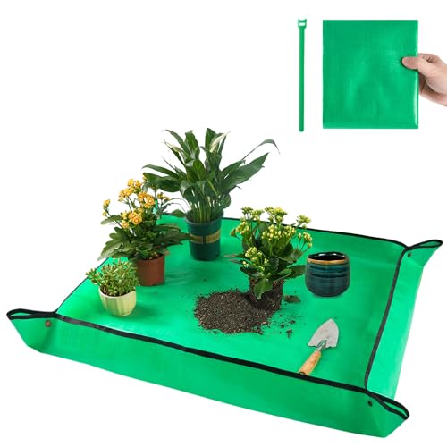 39.5" X 31.5" Large Repotting Mat for Indoor Plants Transplanting and Dirt Control Portable Potting Tray Plant Gifts for Plant Lovers Gardening Gifts for Women & Men - color: Pale Green, size: Large 39.5" X 31.5"