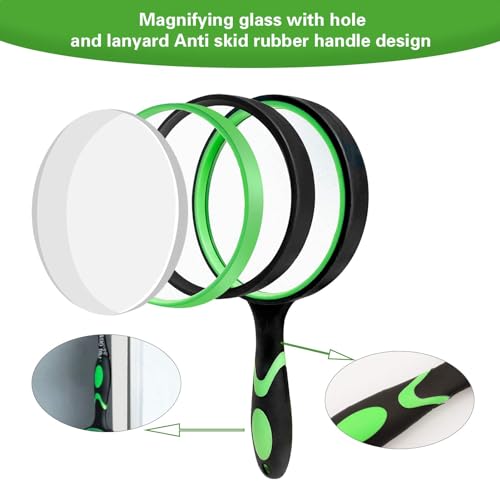 Magnifying Glass, 75MM Handheld Reading Magnifier with Non-Slip Soft Handle for Seniors Book Newspaper Reading and Kids Nature Hobby Exploration