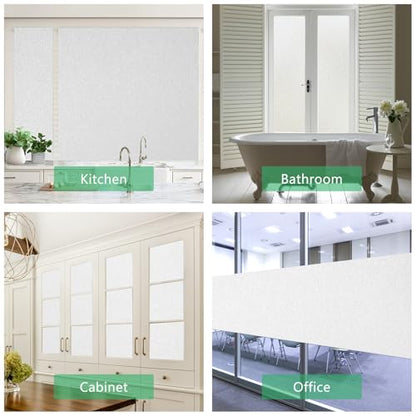 Window Privacy Film Frosted Glass Window Film Heat UV Blocking Static Cling Non-Adhesive Window Frosting Film for Bathroom Home Office(Frosted, 17.5" x 78.7")