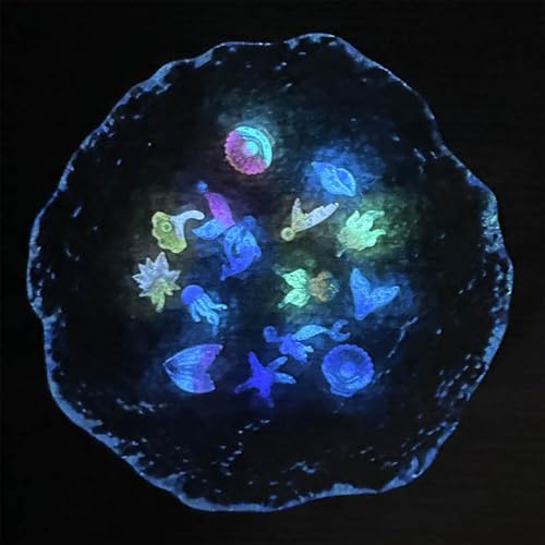 50 PCS Mini Resin Glowing Sea Creatures Set, Dreamy Blue Resin Marine Decor, Tiny Dolphin/Seahorse/Shell Figures for Aquarium & Mini Landscapes, Glow-in-Dark Ocean Decor