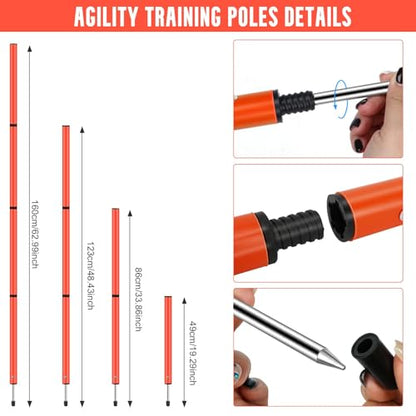 Soccer Agility Training Equipment, Includes 20ft Agility Ladder, 6 Adjustable Agility Poles, 10 Disc Cones, Jump Rope-Speed Training Set for Soccer Football Basketball Athletes