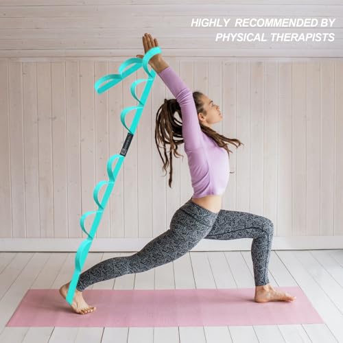 A AZURELIFE Premium Durable Stretch Straps with Loops, Stretching Strap for Physical Therapy, Multi-Loop Yoga Strap Fitness Exercise Strap for Yoga, Pilates, Dance, Flexibility&Exercise - color: #3-Green
