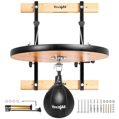 Yes4All 24 inches Adjustable Speed Bag Platform with Upgraded Speed Balls, Wall Mount Punching Bag Boxing Training Full Kit