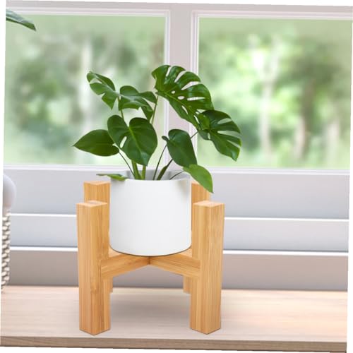 Wooden Four-Legged Flower Pot Holder Stand Decorative Plant Base with Anti-Slip Pads Retro Style Crafts Stand for Indoor Potted Plants and Mini Fish Tanks
