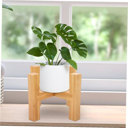 Wooden Four-Legged Flower Pot Holder Stand Decorative Plant Base with Anti-Slip Pads Retro Style Crafts Stand for Indoor Potted Plants and Mini Fish Tanks
