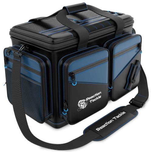 Reaction Tackle Saltwater Fishing Tackle Bags, Water Resistant 1000D PVC Tackle Box Bag with Removable Dividers, Fits 3600 and 3700 Trays, Large - size: Large Bag