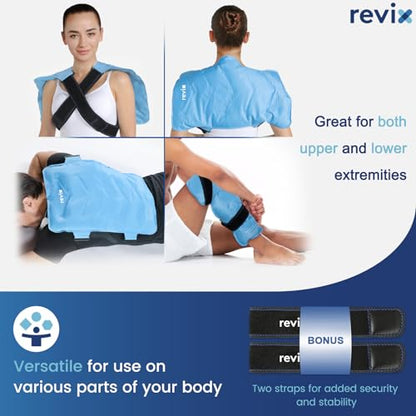 REVIX XXL Full Back Ice Pack Wrap, Large Gel Packs for Injuries Reusable - style: Blue