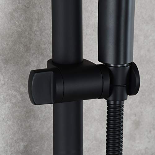 Hand Held Shower Head Holder Stainless Steel Height/Angle Adjustable 25 mm Shower Slide Bar Bracket Holder Black, ST35B - color: Black
